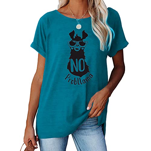 NIUBIA Women's Graphic Tee Probllama Animal Print T Shirts Funny Shirts Casual Blouse