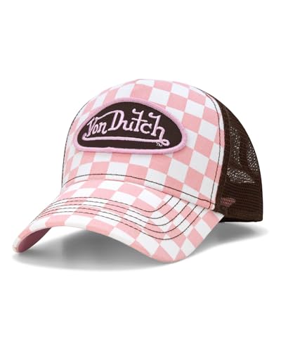 Image of Von Dutch Monogram Trucker Cap - Retro Snapback Cap for Men and Women - Adjustable Snap Fit Panel, Mesh Rear, Curved Bill