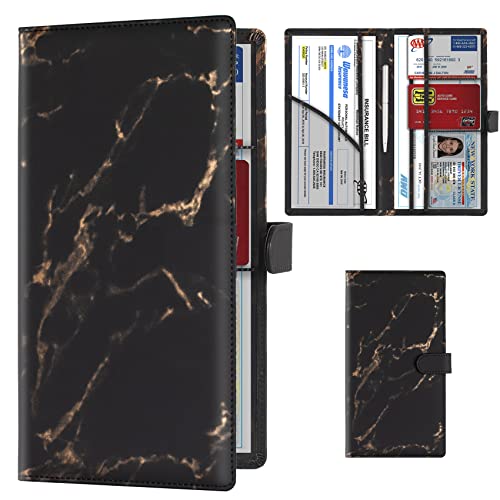 Image of TOURSUIT Car Registration and Insurance Card Holder, Marble Black