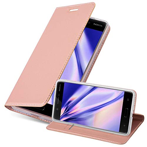 Cadorabo Funda Libro para Nokia 5 2017 en Classy Oro Rosa - Cubierta Proteccíon con Cierre Magnético, Tarjetero y Función de Suporte - Etui Case Cover Carcasa