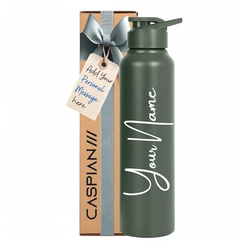 Image of CASPIAN / / / Hike Stainless Steel Customize Sipper Water Bottle Leak Proof Thunder for Fridge Home Office Travel School Kids Boys Girls Adults Sports Gym Yoga (A Green 1 Litre, Set of 1)|