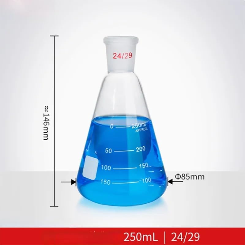 Matraz cónico triangular de vidrio de con marcas - Disponible en tamaños de 100 ml a 3000 ml | 1000ml Mouth 24