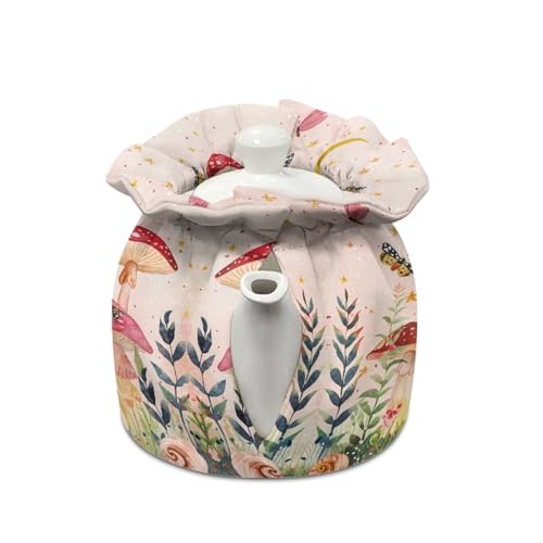 Image of Red Mushroom Tea Cozies for Teapots Tea Cosy Tea Cover Keep Warm Tea Pot Dust Cover Insulated Kettle Cover for Home Kitchen Decorative Accessories