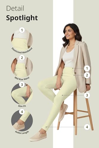Image of Women's Cotton Lycra Ankle Length Leggings | Regular Rise, Soft 4 Way Stretch Fabric | Casual & Ethnic Wear