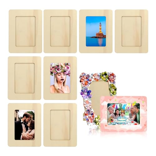 UieoKakeh Paquete de 10 Marcos de Fotos de Madera Sin Terminar para Fotos de 6 Pulgadas, Juego de Marcos de Fotos para Postales de Pie, Kit de Recuerdo DIY
