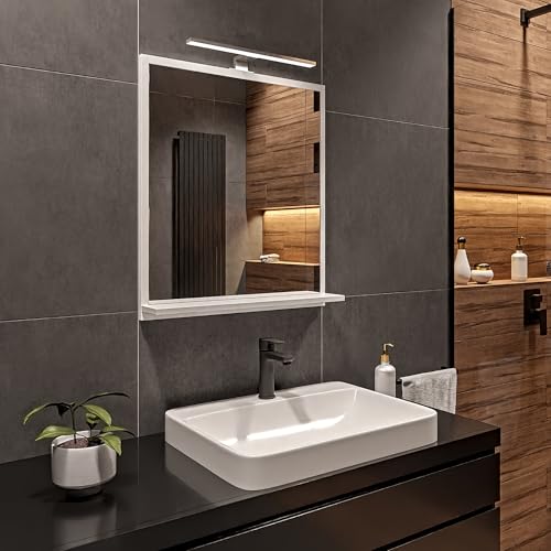 HAJDUK FURNITURE Badspiegel Weiß mit Beleuchtung 60x70 cm...