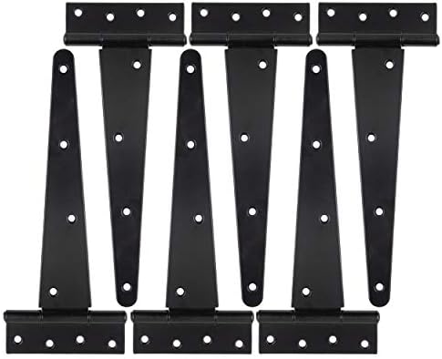 MLHpeak T-Strap Shed Hinge Gate Strap Heavy Duty Hinge Door Barn Gates Hinges (6, 10 inch)