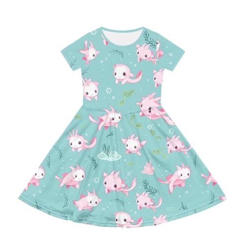 Uourmeti Casual Dress for Kids 2-3 Girls Summer Dresses Short Sleeve Midi Dress4