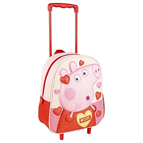 Cerdá  Mochila con Ruedas Infantil 3D Peppa Pig Licencia Oficial Nickelodeon Unisex