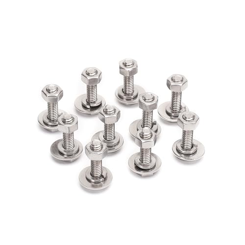 Washers Missing from Seat Anchorage - 2021-2024 Endera Titan School Buses 6 QXSKSLH 1/4-20x1 Complete Set Hex Head Screw Bolts,Nuts,Fender Flat washers,Split Lock Washers,Fully Threaded, Stainless Steel 18-8(304), Bright Finish (10Set)