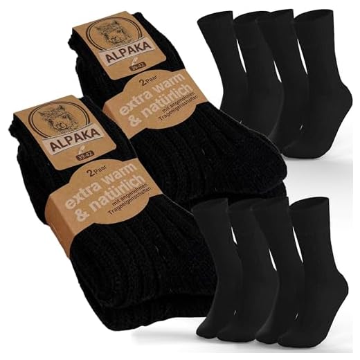 MEDOLY Alpaka Socken (4 Paar) THERMO Wintersocken mit Alpaka- & Schafwolle für Damen & Herren warme Wollocken