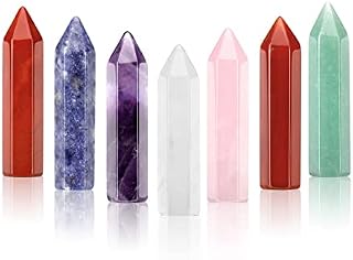 JOVIVI 7 Chakra Healing Crystals Wands Set Amethyst Rose Quartz Clear Quartz Crystals Points Crystal Towers Reiki Chakra Stones Gemstone Meditation Spiritual Gifts,45mm
