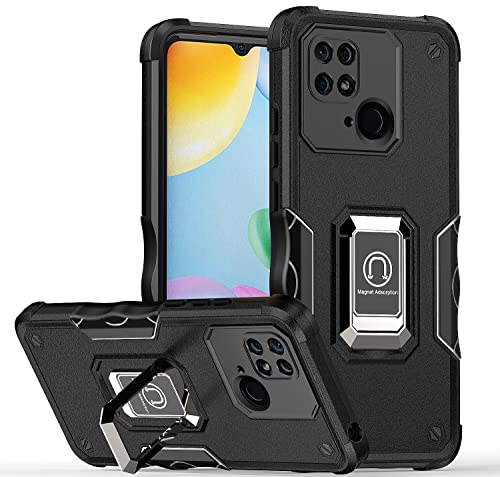 Coque Xiaomi Redmi 10c 4G antichoc militaire avec bague rotative noire