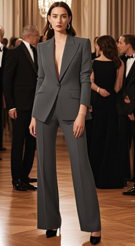 Women's Two Piece Sets Pants Suits Dressy Business Blazer Pant Suit Set Office Work Outfit3