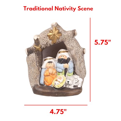 Needzo Presépio de manjedoura iluminada, decoração de Natal da família sagrada, decoração religiosa,