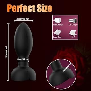 Cordless Remote Control Butt Plug Vibrating Anal Stimulator 7 Stimulation Patterns, Rechargeable Prostate Massager for Man Portable Couples Gay Exciting Anal Plug Massage Tool Tshirt sexes plaisir