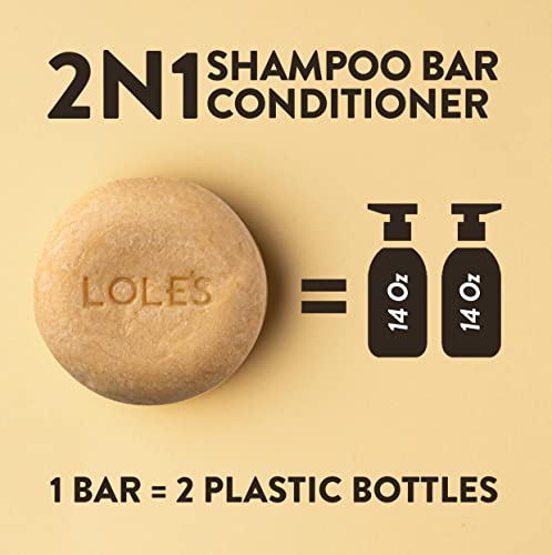 Lole's Shampoo Bar & Conditioner 2In1 With Almond Oil For Dry & Color Treated Hair, Nourish & Deep Moisture, 99% Natural Origin Ingredients, Sustainably Sourced Beeswax, Free From Preservatives, Silicones, Soap, & Dyes, With Plastic Free Packaging, 3.5 Oz #TOP4