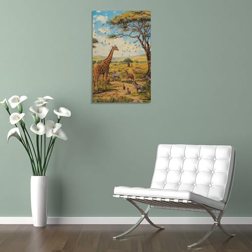 Impression sur toile girafe art mural chic pièce de vie - 5