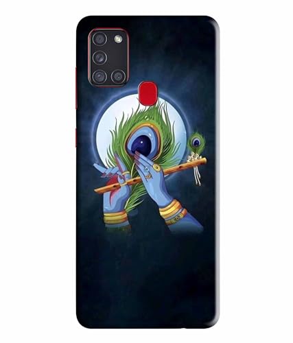 Image of Printed Hard Back Case Cover & Compatible for Samsung Galaxy A21S | Krishna Vector Art (Multicolor) - D1200