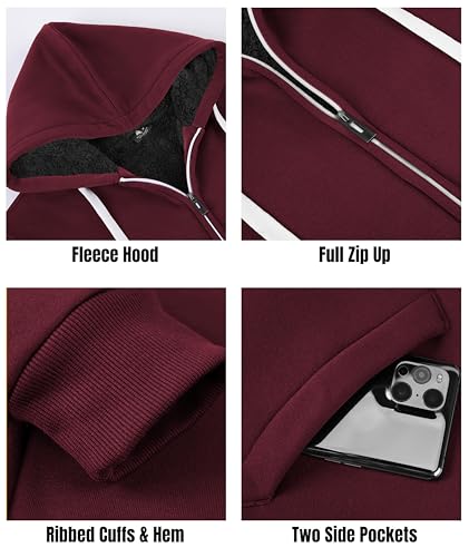 Image of Little Beauty Fleece Hoodies for Men Winter Thick Jackets Sherpa Lined Zip Up Sweatshirt With Kanga Pocket
