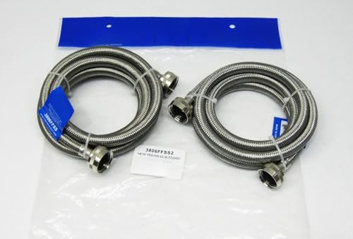 CAROPT Stainless Steel Washing Machine 6' Set Inlet Fill Hoses with Washers, 3806FFSS-2