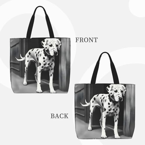 Dalmatian 1 print Casual tote bag Convenient tote bag with zipper grocery bag outdoor daily travel3