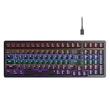 Gaming Mechanical Keyboard with Red Switches & US Layout QWERTY Design: Experience tactile feedback and lightning-fast response for competitive mechanical keyboard gaming or coding marathons. Ideal for gamers on PC needing precision control. Gaming K...