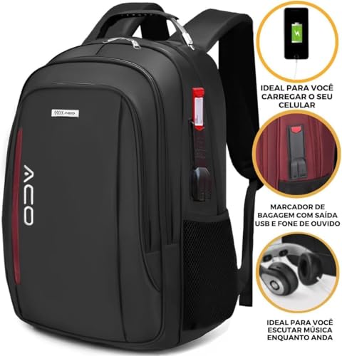 Mochila Bolsa Unissex Anti Furto Reforçada, Semi Impermeável, Notebook, Escolar, Trabalho, Viagem, E