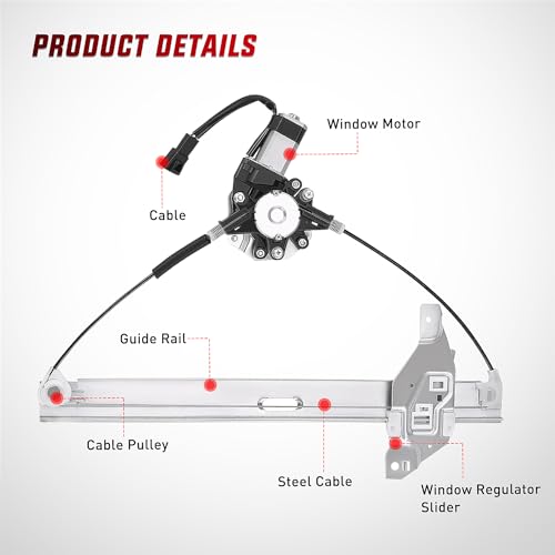 Image of Nilight Power Window Regulator /Motor Compatible with 2006 2007 2008 2009 2010 2011 2012 2013 Chevrolet Impala /Impala Limited 2014 2015 2016 Front Driver Side 748-172