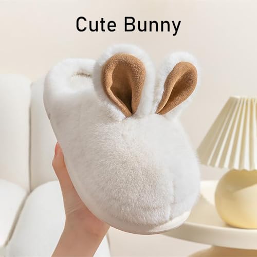 Zureto Bunny Slippers for Women, Plush Rabbit Cotton Slippers Cute Winter Indoor Home Plush Winter Slippers2