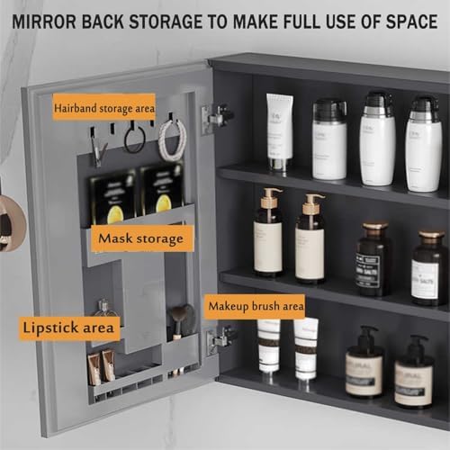 Wall-Mounted Bathroom Cabinet with Large Mirror, Waterproof Storage Cupboard, Thickened Board, Moisture-Proof Design, Space-Saving, Ideal for Organizing Essentials