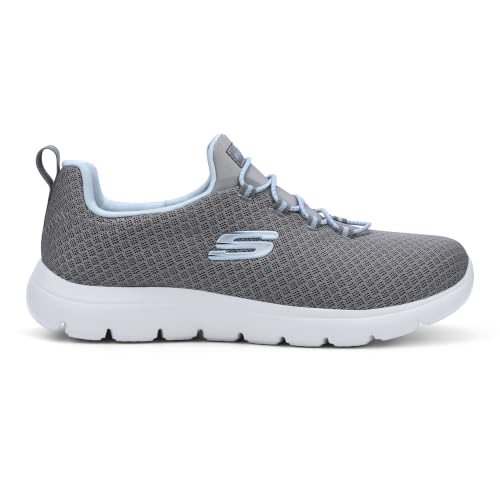 Skechers Womens Summits Grey Light Blue Casual Slip On Shoe