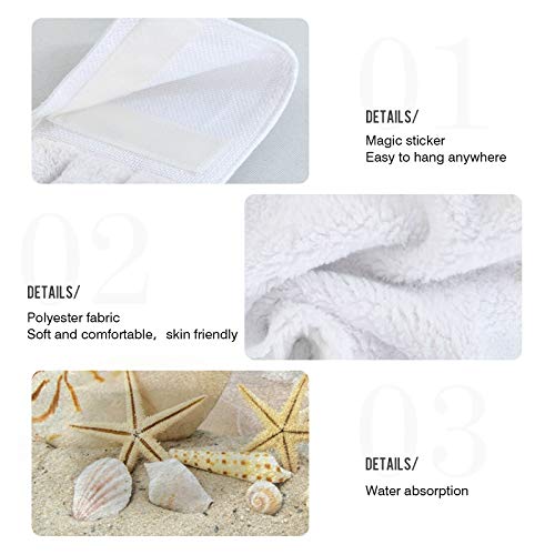 Starfish Conch Seashell Kitchen Hand Towels Wonderful Beach Vacation Hanging Towel Dishcloths With Loop 2Pcs, Soft Super Absorbent Fingertip Towel For Bathroom Washroom Guestroom Hotel 12X17 In #TOP3