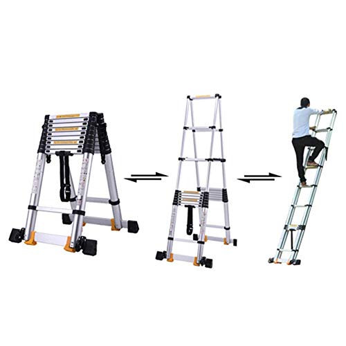 LADDERS Ladder Telescopic Ladders,Heavy Duty Foldable Atelescopic Ladder for Engineering, Multi-Purpose Telescoping Extension Ladder, 330Lbs Capacity,3.4M/11.2Ft