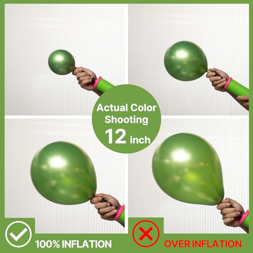Image of PartyWoo Metallic Green Balloons 100pcs Different Sizes of 18 12 10 5 Inch Metallic Apple Green Balloons for Graduation Spring Forest Summer Wedding Baby Shower Birthday Party Decorations Green-G121