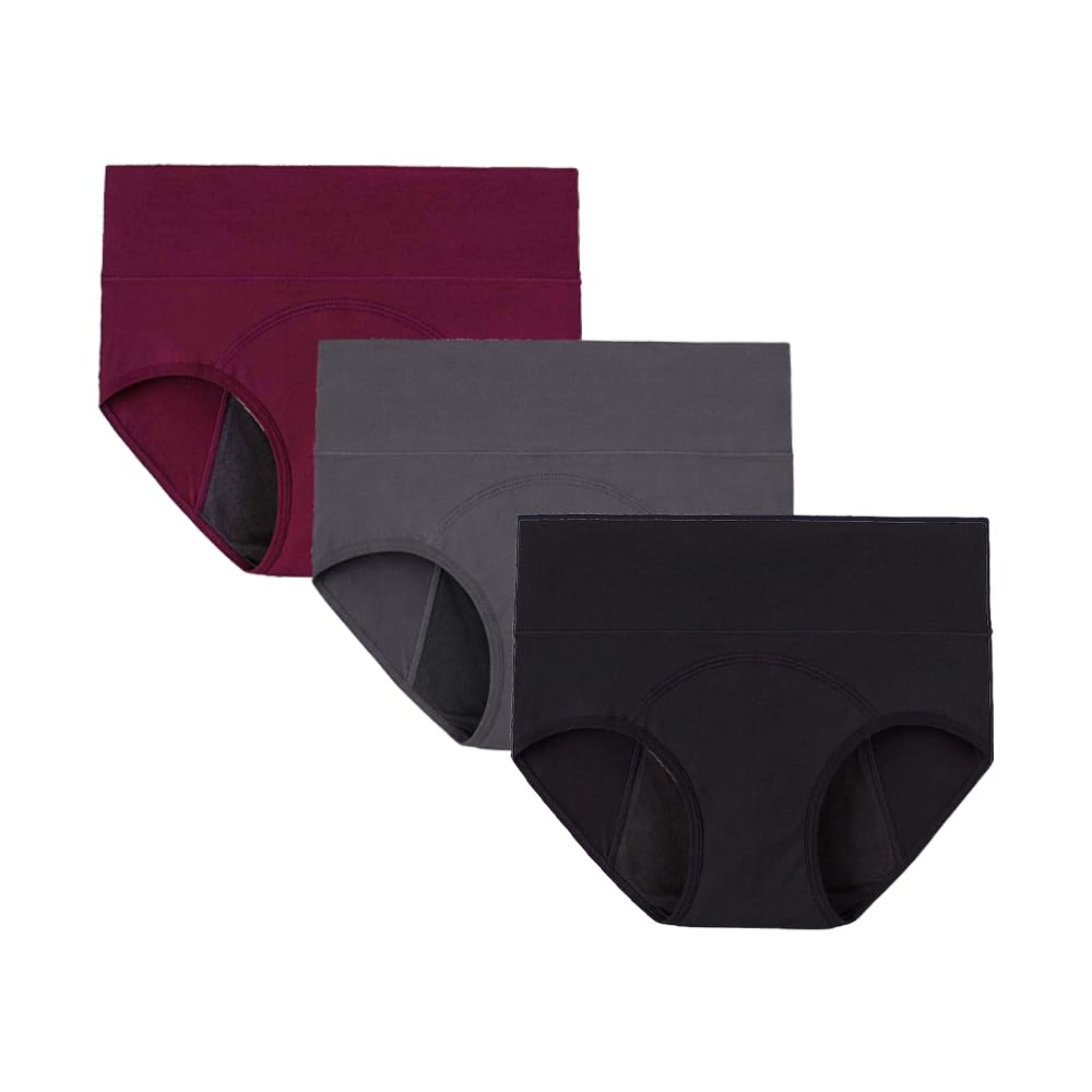 DIVING DEEP High High Waist Period Panties for Women | Leakproof Menstrual Underwear for Girls | Reusable Cotton Panty for Heavy Flow | Breathable, Ultra-Soft, Multi-Layer Protection | Pack of 3