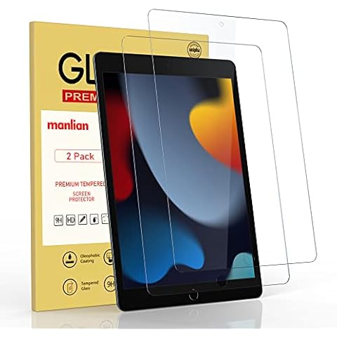 Manlian Screen Protector for New ipad 9th/8th/7th (10.2-Inch, 2021/2020/2019 Model), [2-pack] Premium Tempered Glass Film Cover