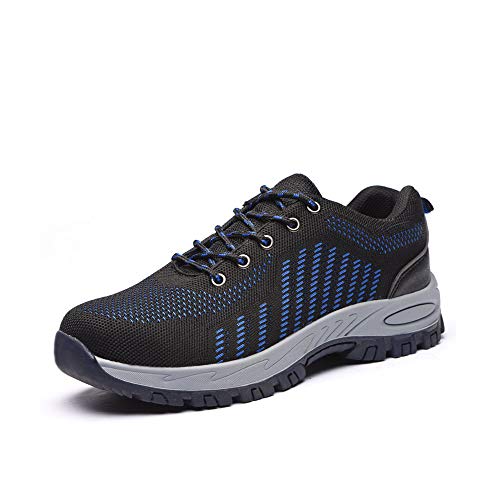 Malla Zapatos de Seguridad para Hombre con Puntera de Acero, Morbuy Transpirable Mujer Zapatillas de Deporte Montañismo Trabajo Calzado de Industrial Viajes (42EU=260mm,Azul)