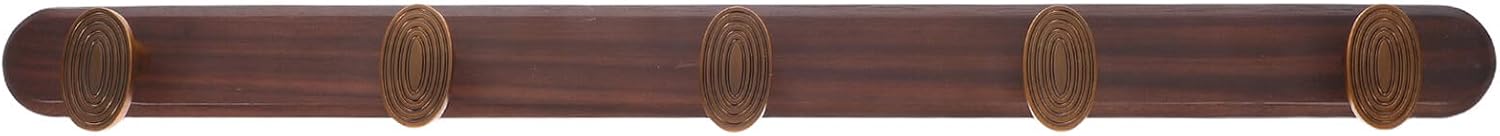Kichvoe Wall Mounted Coat Rack with 5 Zinc Alloy Vintage Hooks, Heavy-Duty Antique Copper Finish Wooden Organizer for Entryway Hallway Kitchen Storage and Hanging Coats Accessories