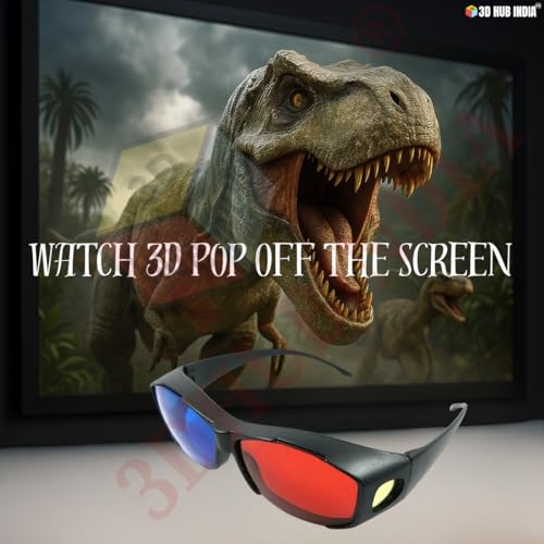 Image of Red Cyan 3D Glasses for YouTube Videos | Anaglyph Red Blue 3D Viewing Eyewear | Hard Scratch-Resistant Lens | Flexible Frame | Home Cinema Projector Compatible | Pack of -3