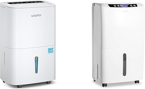 Waykar Deshumidificador Energy Star de 80 pintas para espacios de hasta 5,000 pies cuadrados en casa, en sótanos y deshumidificador de 2000 pies