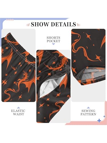 Silhouette Flying Fire Dragon Star Boys Pants for Kids Jogger Pants with Pockets S4