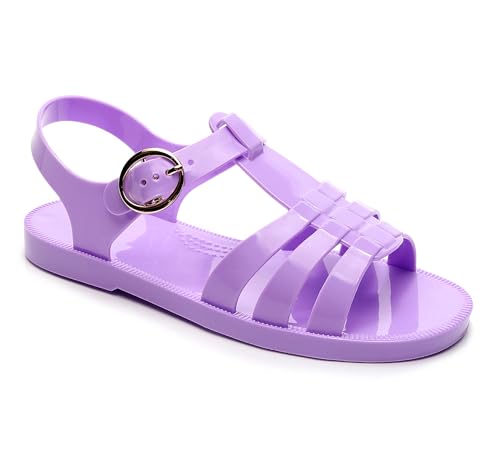 Image of Toddler Sandals Jelly Shoes Girls Unisex Boy Flat Retro Slides Clear Kids Water Slippers Slingback Summer Beach Size 8 Adjustable Buckle Glitter Dress Soft