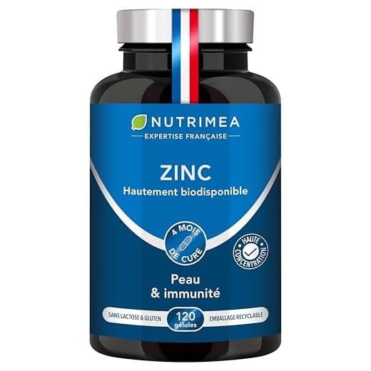 ZINC Citrate - Traitement de l'acné - Soutient le système immunitaire - 120 gélules végétales apportant 12.5 mg de Zinc élément (Zn) - Haute absorption - Fabriqué en France
