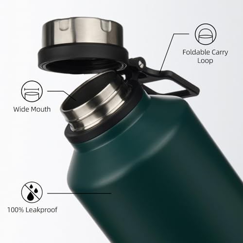 Image of BJPKPK 64oz Insulated Water Bottle, Stainless Steel Vacuum Jug with Handle | Half Gallon Large Water Bottle, Leak-Proof BPA-Free Vacuum Insulated Bottle for Gym, Hiking, Camping & Outdoor Adventures