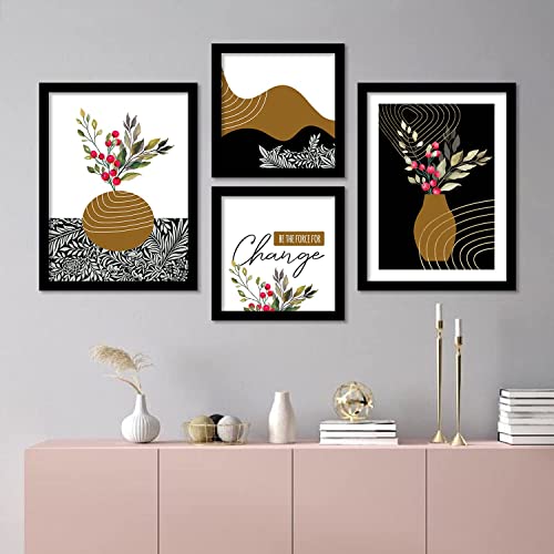 Image of kotart Abstract Art Wall Paintings with Frame for Living Room - Modern Art Framed Wall Posters /Paintings - Set of 4 (Art 3, Big (13x17 or 13x13 inch))