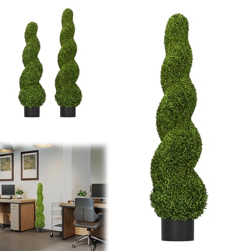 LZQ Lot de 2 plantes artificielles 120 cm, arbre artificiel avec pot, plante UV-résistante pour intérieur et extérieur, feuilles réalistes, décoration...