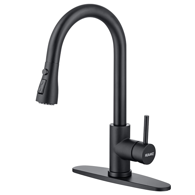 HUAAKE 多功能不锈钢厨房水龙头台式可抽拉喷头360°旋转现代商用厨房龙头