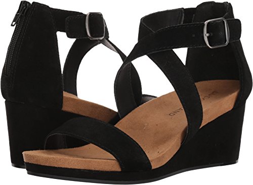 Lucky Brand Women's Kenadee Wedge Sandal, Black, 7.5 M US