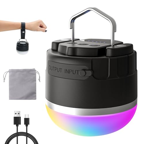 RGB LED Wiederaufladbare Zeltlichter mit 12 Beleuchtungsmodi, IP65-Ultra-Wasserdicht und Staubdicht, ideal für Camping, Wandern und Angeln